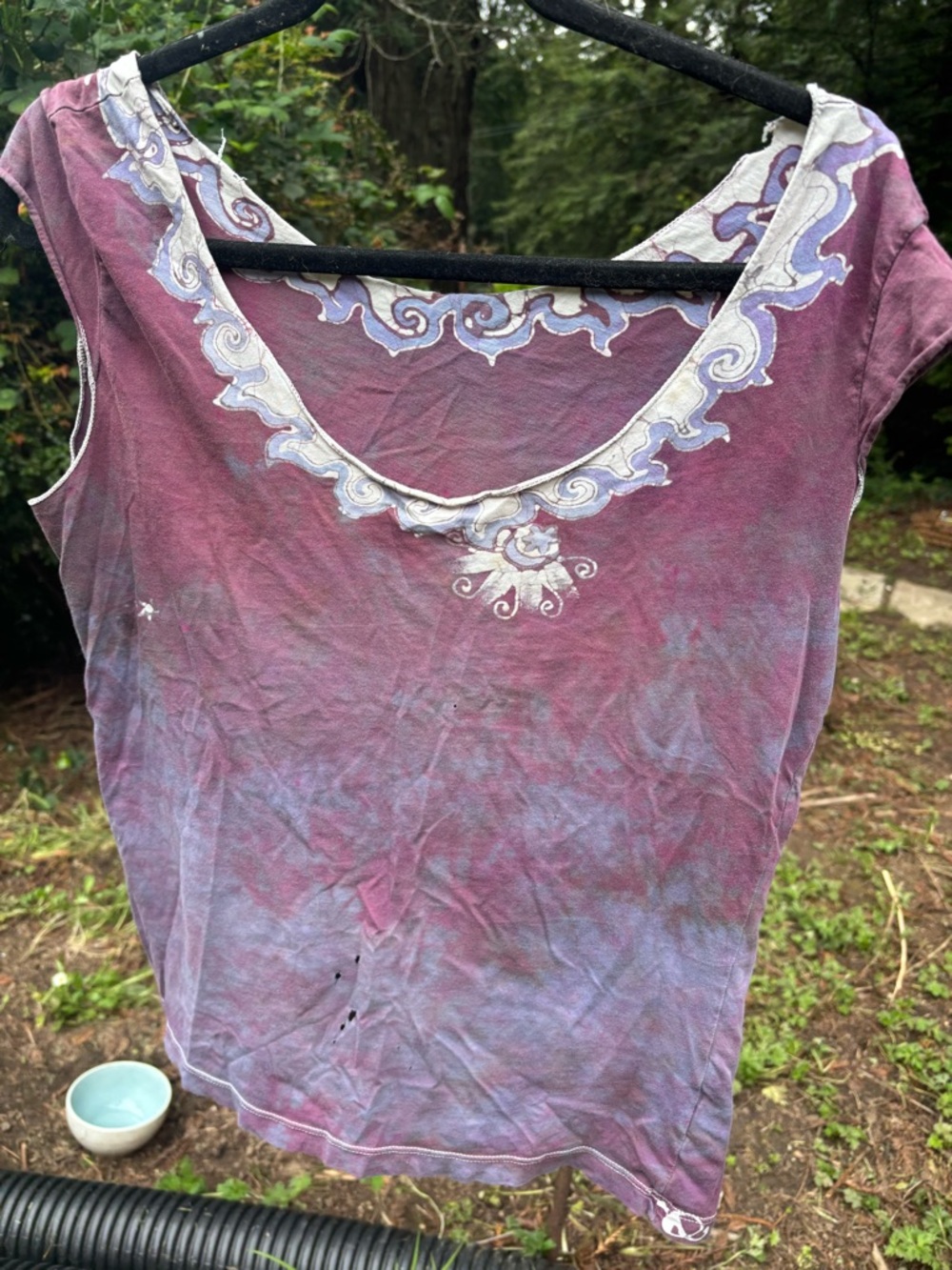 Bohemian Scoop Neck Tie-Dye Women's Top in Purple